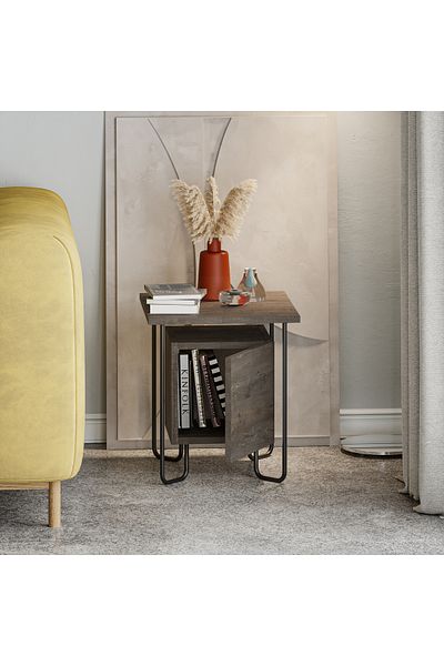 Mourah Home Acres Nightstand with Metal Legs - Multi-Functional Side Table - Storage for Bedroom & Living Room