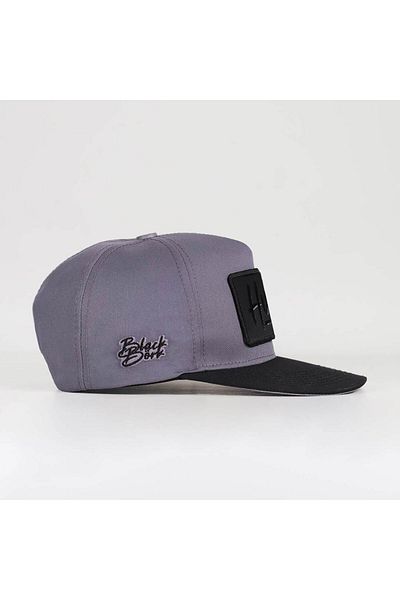 BlackBörk Pălărie hip hop negru-gri cu logo V2 Hustle