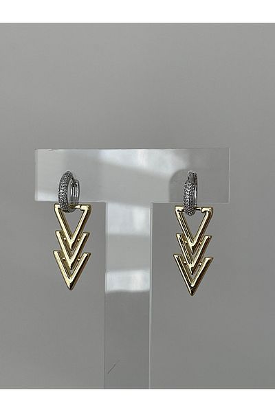 JELLY Women's Steel Gold Color Multilayer Geometric Triangle Arrow Model Modern Chevron Earrings