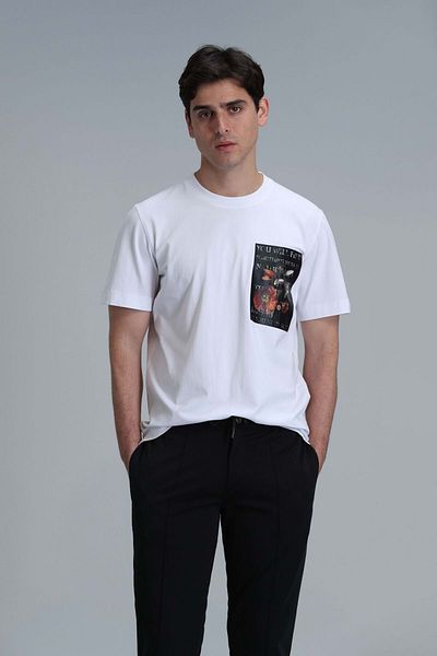 Lufian 111020202 Tricou grafic exotic modern Tricou bărbați ALB