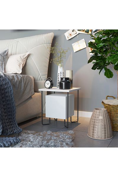Mourah Home Acres Nightstand with Metal Legs - Multi-Functional Side Table - Storage for Bedroom & Living Room