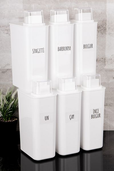 Dolkin Home 6 Pieces 3000 ml Self-Scaled Food Set Pulses Storage Box 25 Types Transparent Pulses Labels