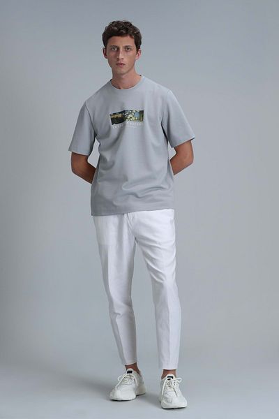 Lufian 111020193 Bıanca Modern Graphic T-Shirt Ανδρικό T-shirt Μπεζ