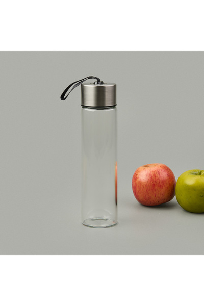 Tohana H2O Glass Flask with Metal Lid - Transparent / Gray - 450 ml