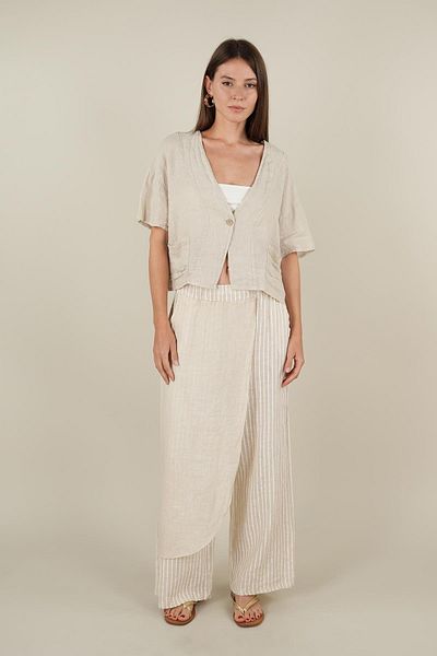 Ranasubaşı Linen Flap Trousers Beige