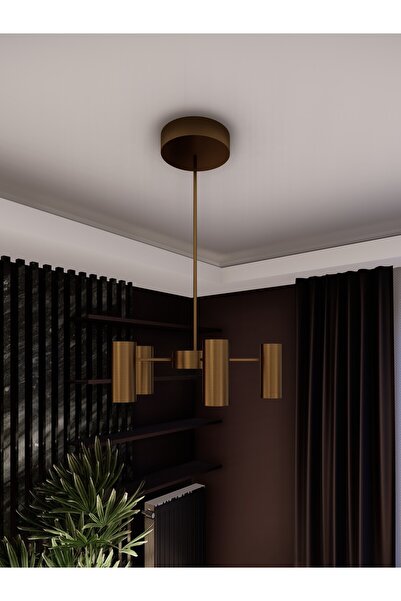 avizade LUXERA 5 Kollu Spot Avize – GU10 Duylu Gold Modern Silindirik Tasarım