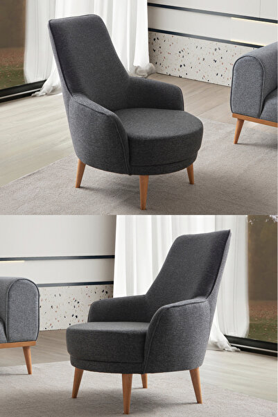 EDSY HOME Rebull Keten Berjer Antrasit Tekli Koltuk