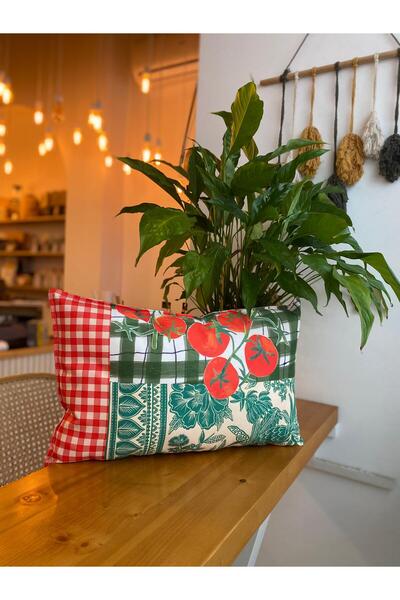 RahanDesign Kırmızı - Yeşil Temalı Dekoratif Süet Çift Taraflı Dijital Baskı ...