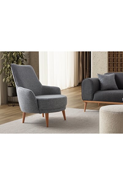 Haliloğlu Paris Keten Berjer Gri Tekli Koltuk