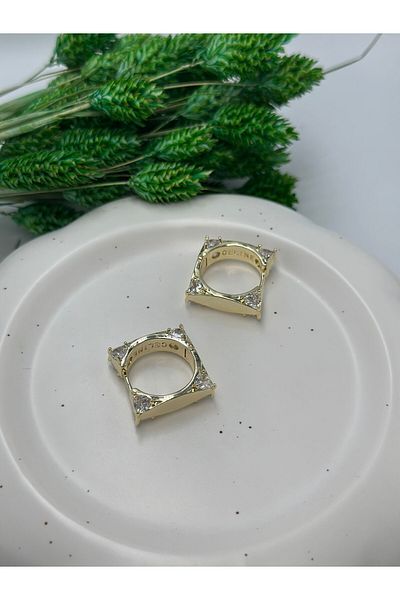 MyladyAccessoriess Single Stone Detailed Hoop Earrings (Steel)