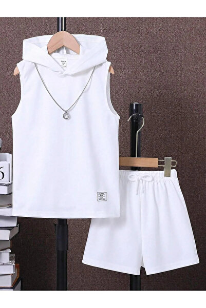 ROYAL FASHİON Set de top și pantaloni pentru copii, alb, fără mâneci, fără im...