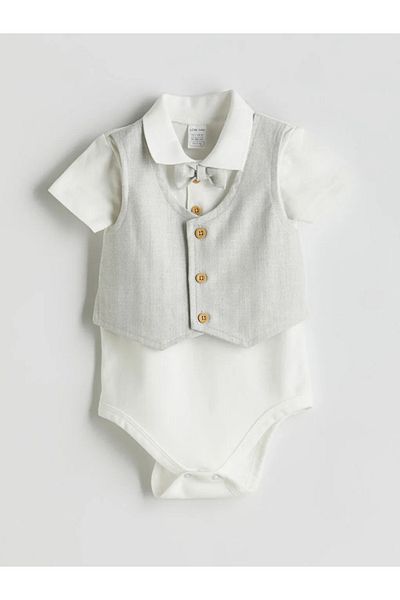 LC Waikiki Lcw Baby Ecru Baby Boy Shirt Shorts and Vest 3 Piece Set
