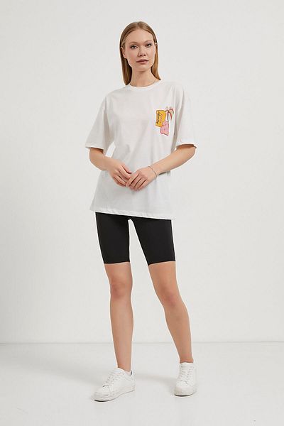 Arma Life Women's Back Printed Oversize Short Sleeve White T-Shirt