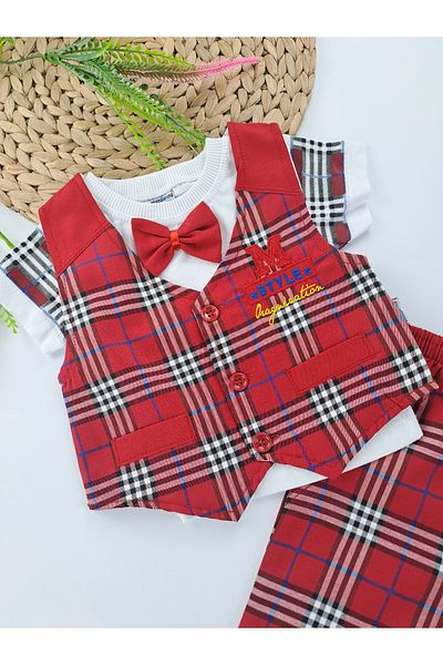 Butik Boy's Triple Suit T-Shirt Vest Shorts Bow Tie Gift Suit Holiday Suit