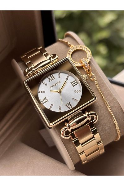 Homies Original Steel Women Wrist Watch Waterproof Gold Color Gift Bangle Hmsg223
