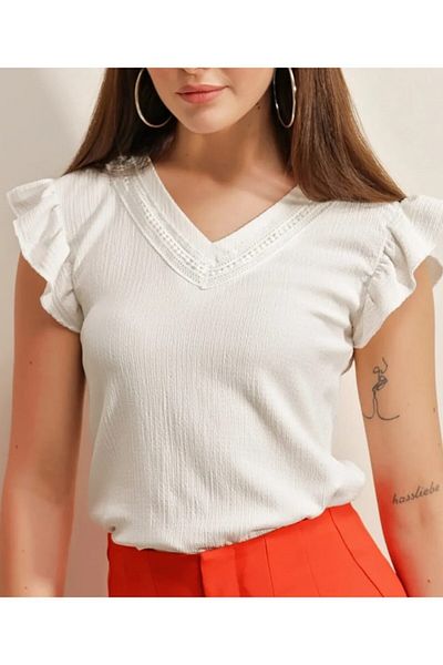 duygu dilsiz Women's V-Neck Knitted Blouse