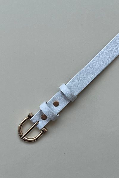 keisy White Women's Belt with Carrie Gold Buckle
