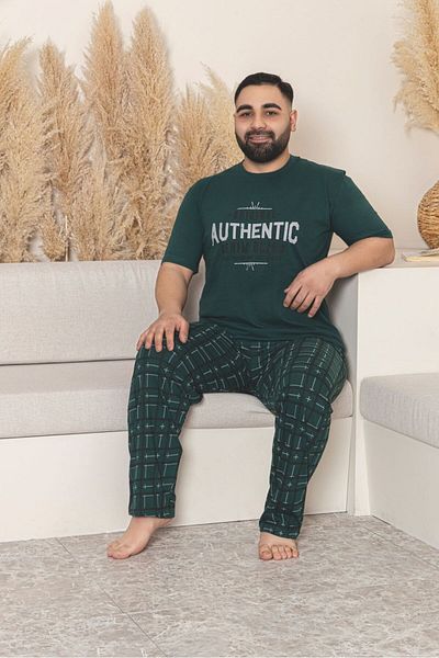 Temporium Men's Plus Size Short Sleeve Summer Pajama Set