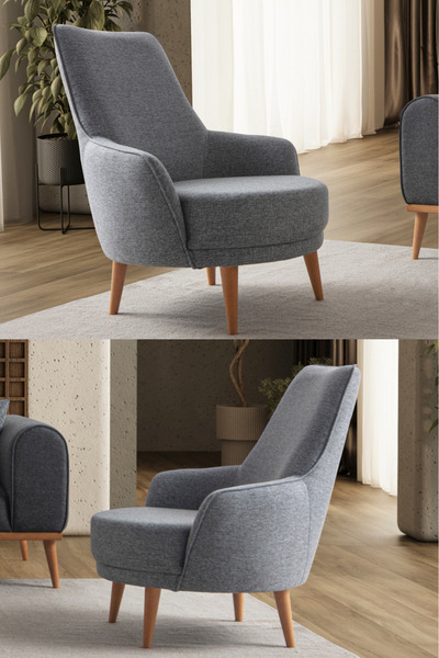 Haliloğlu Paris Keten Berjer Gri Tekli Koltuk