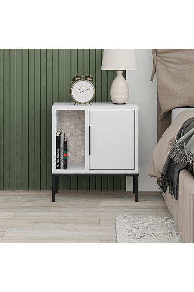 Mourah Home Glynn Modern Nightstand with Metal Legs | Storage Cabinet | Side Table for Bedroom & Living Room