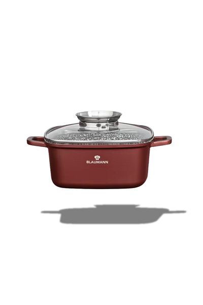 Blaumann Cerastone Square Ceramic Saucepan with Glass Lid 28x11cm 6.5L Roaster Type