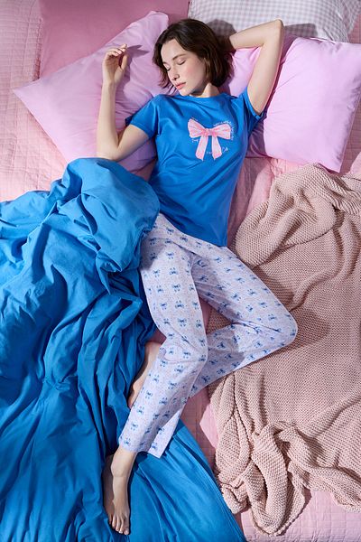 Penti Set pijama albastru cu pantaloni Fancy Bows
