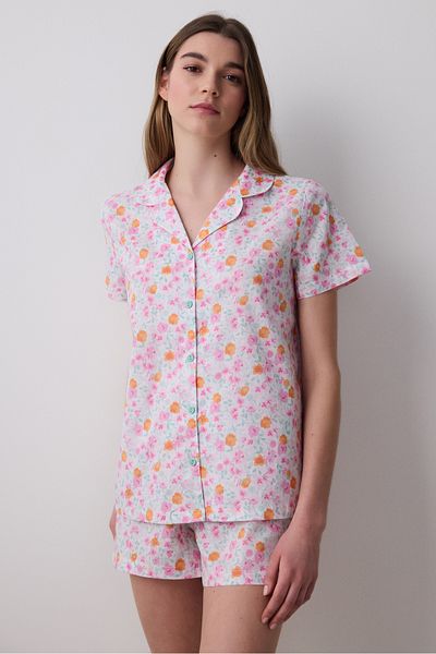 Penti Travel Floral Shirt Shorts Multicolor Pajama Set