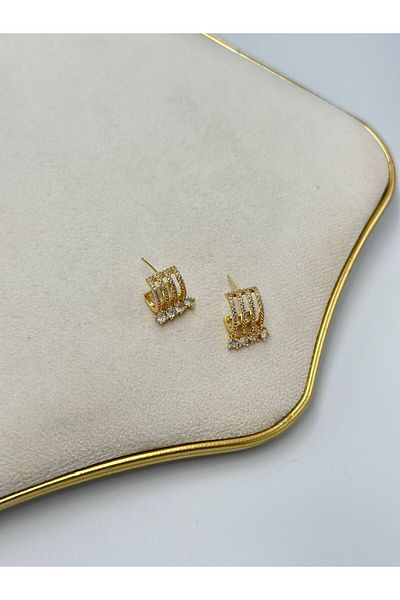 MyladyAccessoriess Zircon Stone Dangle Detail Hoop Earrings
