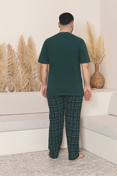 Temporium Erkek Büyük Beden Kısa Kollu Yazlık Pijama Takımı