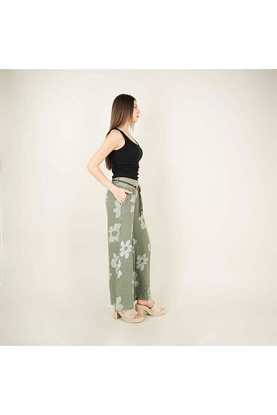 Ranasubaşı Linen Patterned Trousers Khaki