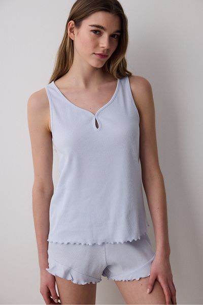 Penti Blue Solid Light Blue Tank Top