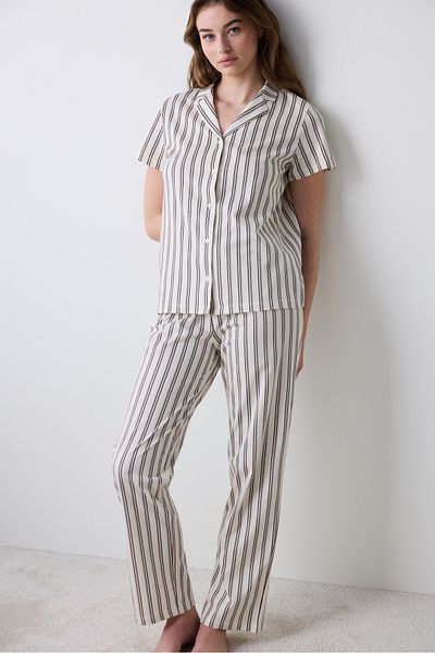 Penti Open Mind Shirt Pants Ecru Pajama Set