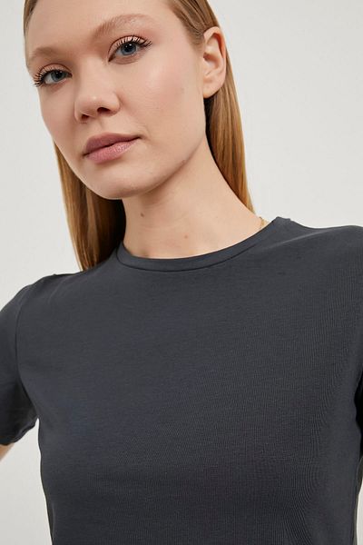 Arma Life Tricou de bază pentru femei, cu decolteu, flexibil, afumat