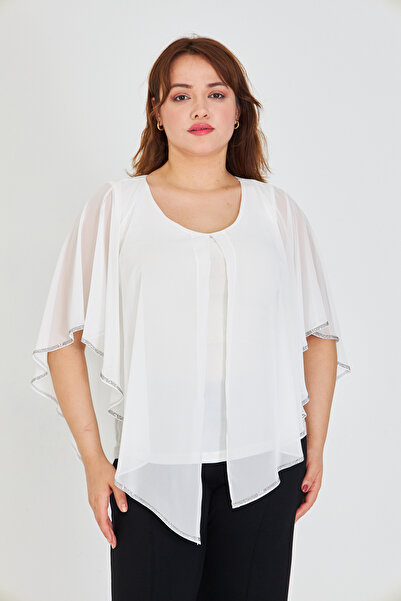 UNIQUE LADY بلوزة شيفون حجرية نسائية مقاس كبير - تصميم أنيق وعصري