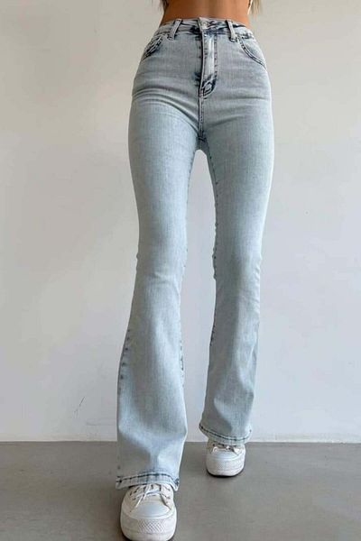 FashionForYou Blugi evazați cu talie înaltă Iselin, albastru-zăpadă, 38