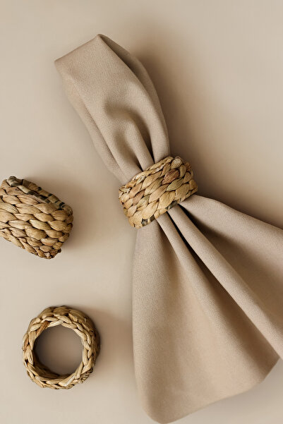 DECHAUS 6 Pcs Napkin Ring Natural Wicker Bamboo Knitted
