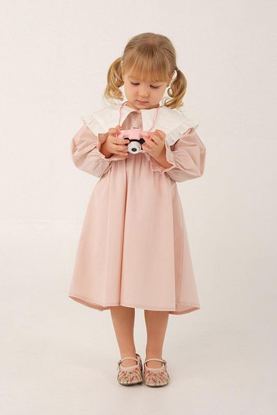 Mioma Kids Ruffled Collar Dress Dusty Pink