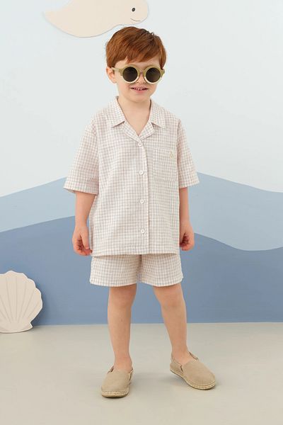 Mioma Kids Buttoned Front Soft Suit Milk Brown