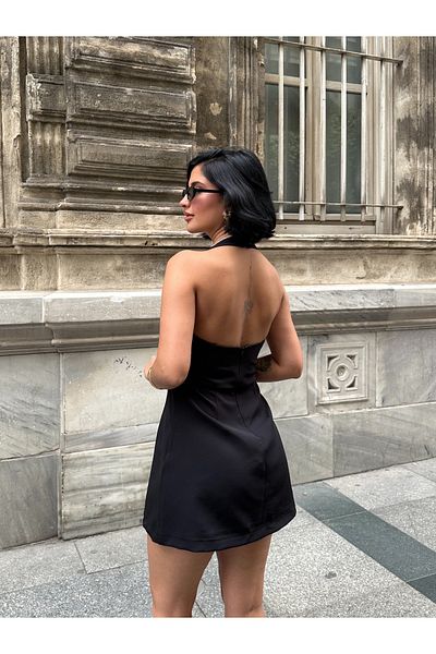 MY LİKA Mini Square Neck Halter Dress