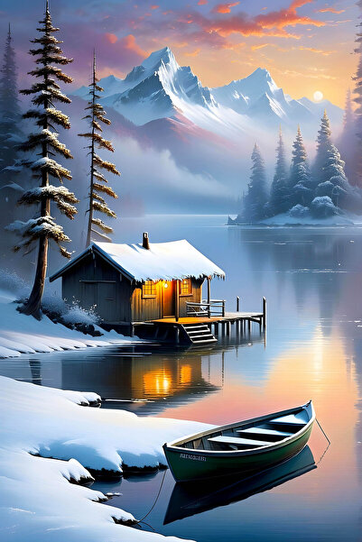 Aden MANZARA KAR VE TEKNE DEKORATİF KANVAS TABLO