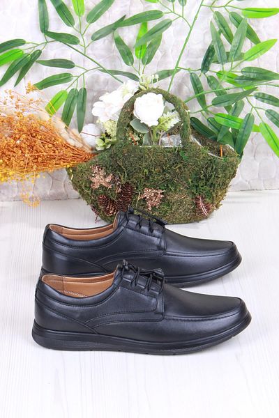 Mehmet Mete 42225 Comfort Comfortable Flexible Rubber Laced Genuine Leather Men's Shoes