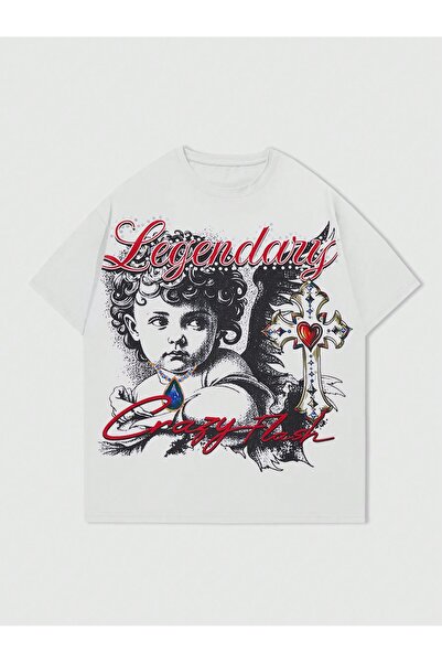 Jose Clothing Tricou imprimat cu mânecă scurtă cu croială supradimensionată