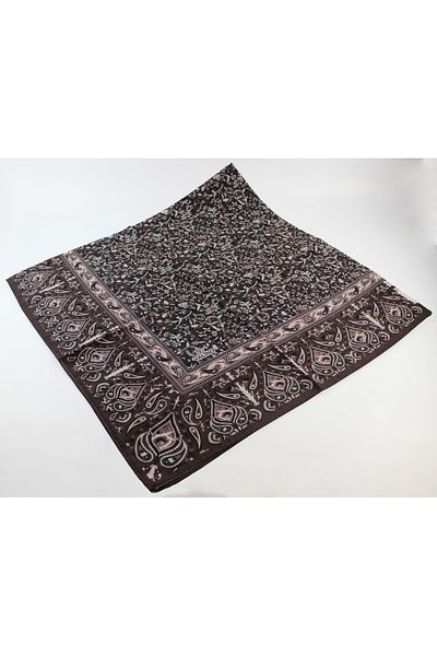Valino 120x120 Ethnic Pattern Βαμβακερό Φουλάρι λουλουδιών - Bitter Brown