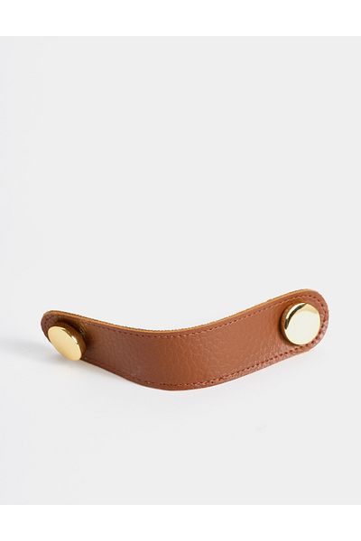 MaisonNord Nordic Style Leather Detailed 96 mm Gold Plated Bedroom Handle