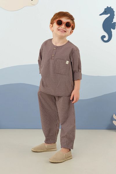 Mioma Kids Grid Suit Brown