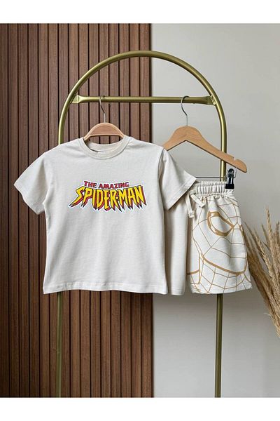 KidsSel New Season Boy's Cotton Printed Tshirt Shorts Bottom Top Set
