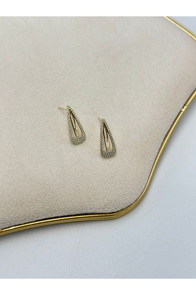 MyladyAccessoriess Zircon Stone Detailed Paperclip Earrings (Steel)
