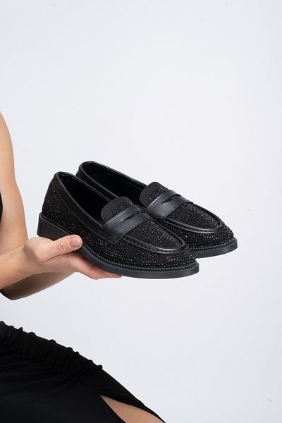 ELAIA SHOES Дамски мокасини Noir Stone Detailed – Черни