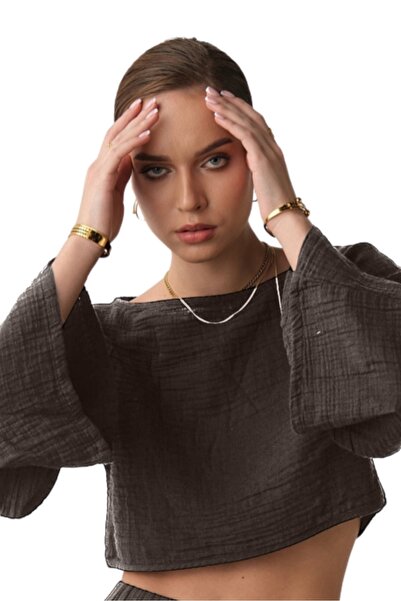 clavia Muslin Two-Piece Summer Suit, High Waist Wide Leg Pants, Spanish Sle Crop Bustier, Bottoming Top Set