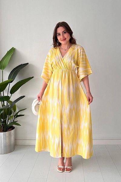 MaziButik Wave Bat Dress Yellow